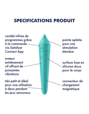 Vibromasseur connecté turquoise USB Ultra Power Bullet 8 Satisfyer