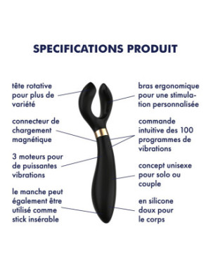 Vibromasseur et stimulateur noir homme et femme Endless Fun Satisfyer