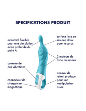 Vibromasseur rainuré Point A couleur turquoise A-Mazing 2 Satisfyer