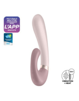 Vibromasseur point G avec stimulateur clitoris connecté chauffant USB mauve Heat Wave Satisfyer