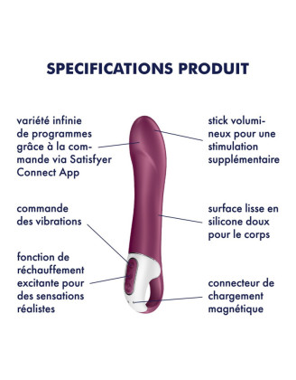 Vibromasseur chauffant connecté USB rouge Big Heat Satisfyer