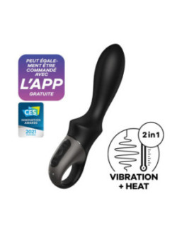 Vibromasseur noir USB, chauffant et connecté Heat Climax Satisfyer