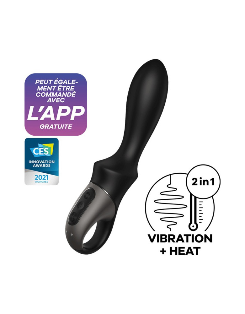 Vibromasseur noir USB, chauffant et connecté Heat Climax Satisfyer