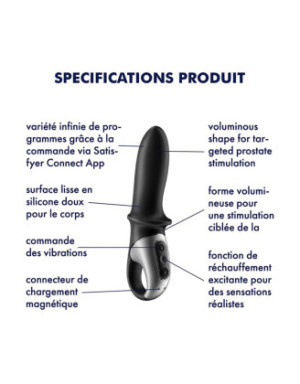 Vibromasseur noir USB, chauffant et connecté Hot Passion Satisfyer