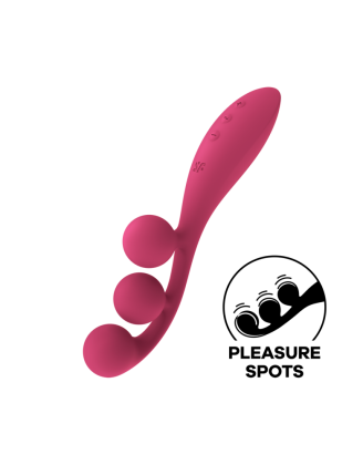 Vibromasseur triple stimulation flexible, anal, vaginale, clitoridienne Tri Ball rouge USB Satisfyer