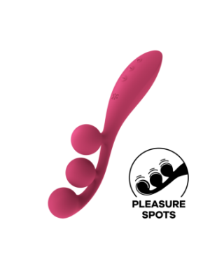Vibromasseur triple stimulation flexible, anal, vaginale, clitoridienne Tri Ball rouge USB Satisfyer