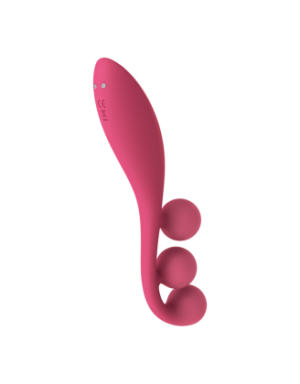 Vibromasseur triple stimulation flexible, anal, vaginale, clitoridienne Tri Ball rouge USB Satisfyer