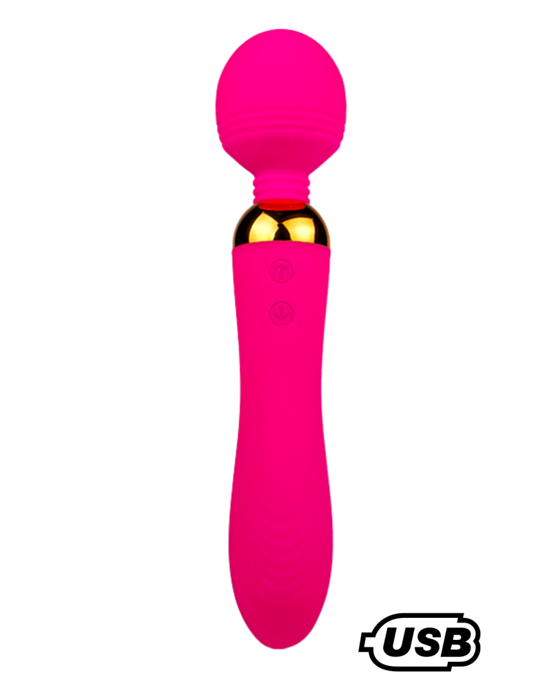 SHAKE Rose, Vibromasseur Wand USB en silicone médical avec 2 puissants moteurs indépendants
