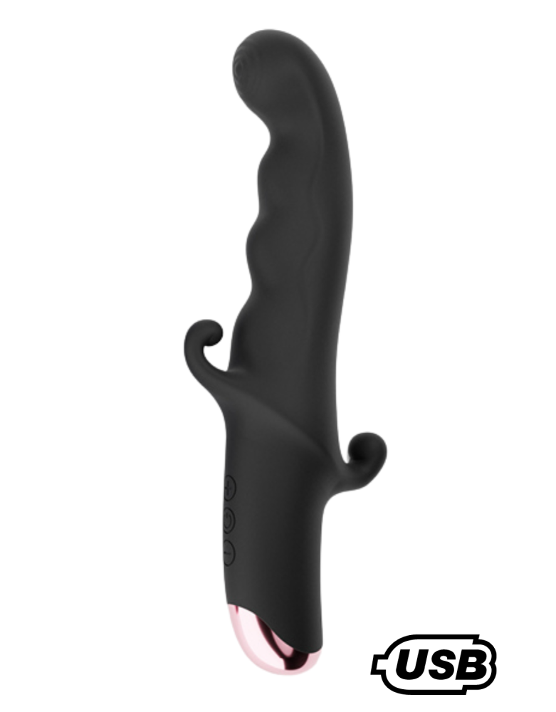 BLACK KNIGHT, Vibromasseur Point G USB en silicone médical doux, doté de 10 modes de vibration