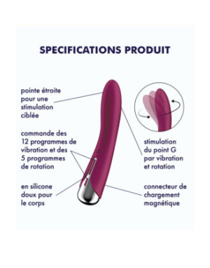 Vibromasseur USB tête rotative point G rouge Spinning Vibe 1 Satisfyer