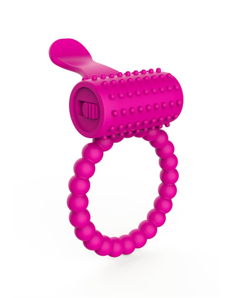 Anneau fuschia vibrant silicone avec langue picot