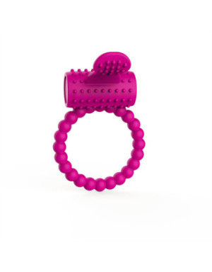 Anneau fuschia vibrant silicone avec langue picot