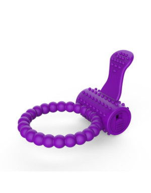Anneau violet vibrant silicone avec langue picot