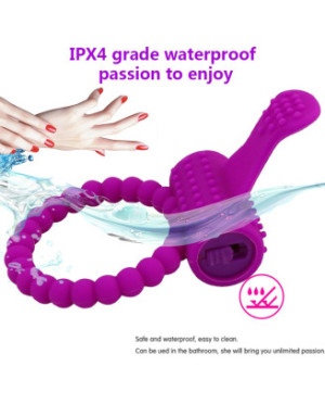 Anneau violet vibrant silicone avec langue picot