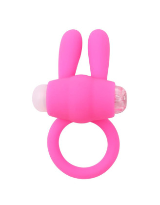 Anneau vibrant silicone rose avec oreilles de lapin