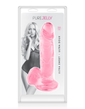 Gode jelly rose ventouse taille L 20cm