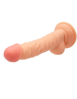 Gode ventouse réaliste avec testicules coloris chair