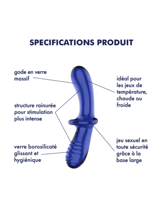 Gode en verre borosilicaté massif bleu Double Crystal Satisfyer