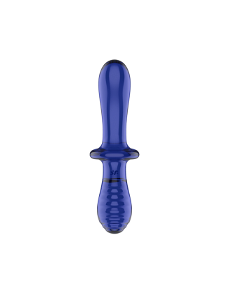 Gode en verre borosilicaté massif bleu Double Crystal Satisfyer