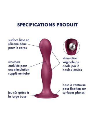 Gode ventouse silicone rouge Double Ball-R Satisfyer
