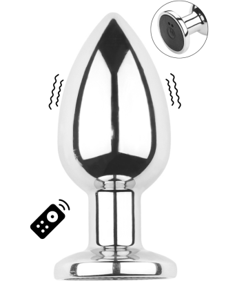 Plug vibrant acier inoxydable anal taille M avec télécommande, USB