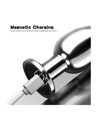 Plug vibrant acier inoxydable anal taille M avec télécommande, USB