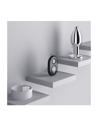 Plug vibrant acier inoxydable anal taille M avec télécommande, USB