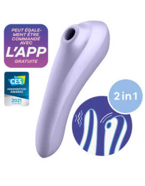 Vibromasseur et stimulateur de clitoris violet connecté Dual Pleasure Satisfyer