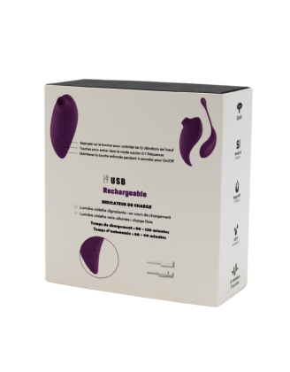 2en1 Stimulateur clitoridien à picots par aspiration avec son œuf vibrant à distance violet