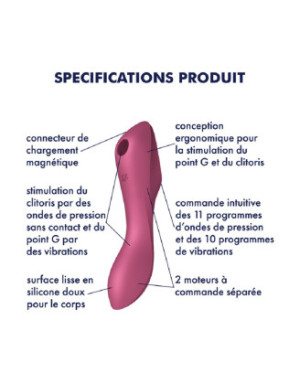 2 en 1 Stimulateur de clitoris et vibromasseur Curvy Trinity 3 rouge Satisfyer