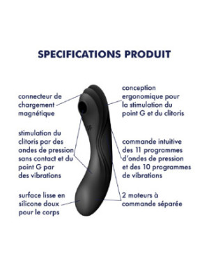 2 en 1 Stimulateur de clitoris et vibromasseur Curvy Trinity Noir 4 Satisfyer