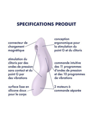 2 en 1 Vibromasseur et stimulateur de clitoris USB violet Curvy Trinity 2 Satisfyer