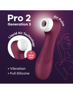 Stimulateur de clitoris 2 embouts avec techonologie Liquid Air Pro 2 Generation 3 rouge USB Satisfyer