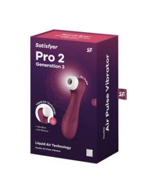 Stimulateur de clitoris 2 embouts avec techonologie Liquid Air Pro 2 Generation 3 rouge USB Satisfyer