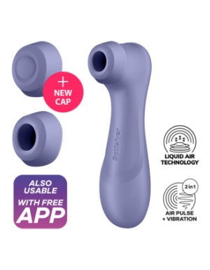 Stimulateur de clitoris 2 embouts Connecté avec technologie Liquid air Pro 2 Generation 3 violet USB Satisfyer