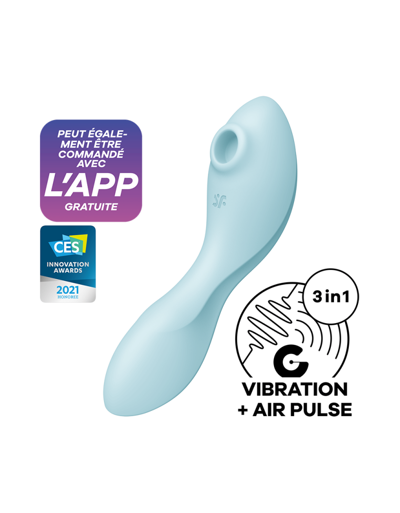 Vibromasseur connecté 3 en 1 Bleu USB Curvy Trinity 5+