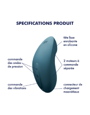 Stimulateur clitoridien par air pulsé et vibration bleu USB Vulva Lover 2 Satisfyer