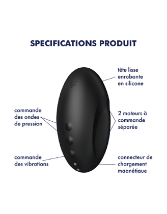 Stimulateur clitoridien par air pulsé et vibration noir USB Vulva Lover 3 Satisfyer