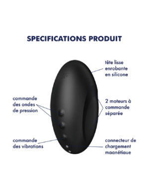 Stimulateur clitoridien par air pulsé et vibration noir USB Vulva Lover 3 Satisfyer