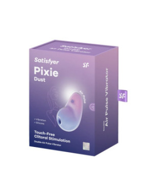 Stimulateur clitoridien par onde de pression sans contact et par vibration USB violet et rose, Pixie Dust Satisfyer