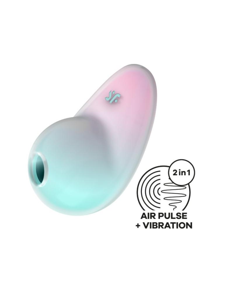 Stimulateur clitoridien par onde de pression sans contact et par vibration USB vert et rose, Pixie Dust Satisfyer