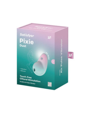 Stimulateur clitoridien par onde de pression sans contact et par vibration USB vert et rose, Pixie Dust Satisfyer