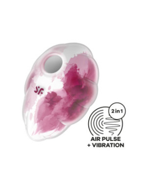 Stimulateur clitoridien par onde de pression sans contact et par vibration USB rose et blanc, Cloud Dancer Satisfyer