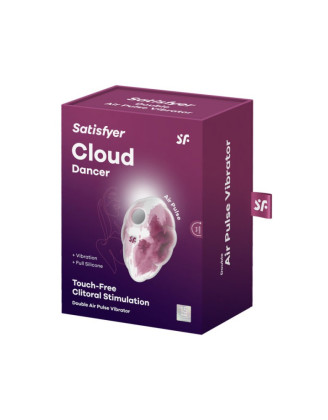 Stimulateur clitoridien par onde de pression sans contact et par vibration USB rose et blanc, Cloud Dancer Satisfyer