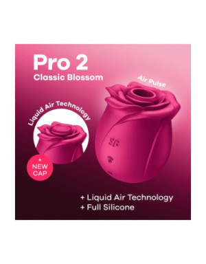 Stimulateur de clitoris rose par ondes de pression ou sans contact Pro 2 Classic Blossom Satisfyer