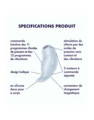 Stimulateur de clitoris vibration et air pulsé USB bleu Seal You Soon Satisfyer