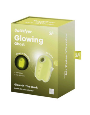 Stimulateur de clitoris fluorescent vibration et air pulsé USB vert Glowing Ghost Satisfyer