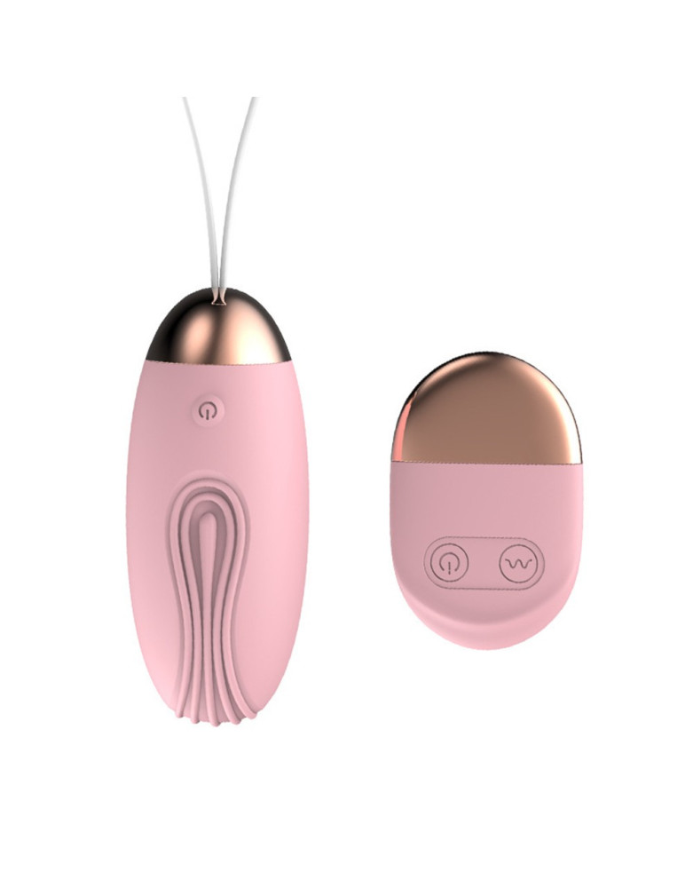 Oeuf vibrant rainuré rose USB avec télécommande