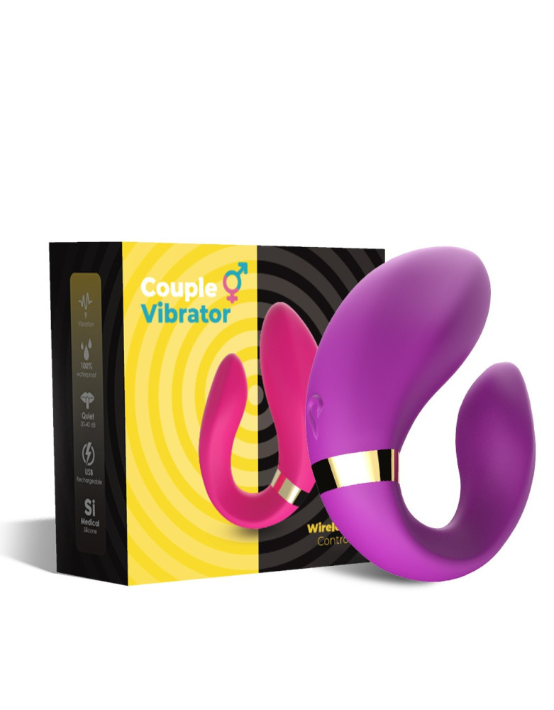 Vibromasseur forme U Violet pour couple avec double moteurs