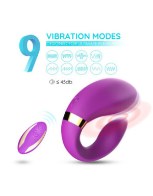 Vibromasseur forme U Violet pour couple avec double moteurs